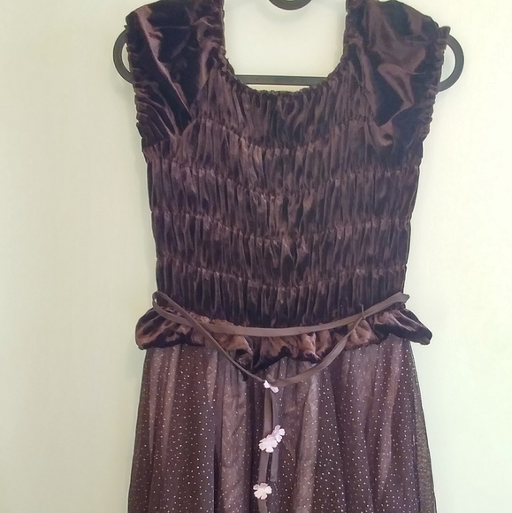 George Other - Girls Brown Velvet with Tulle Skirt Dress